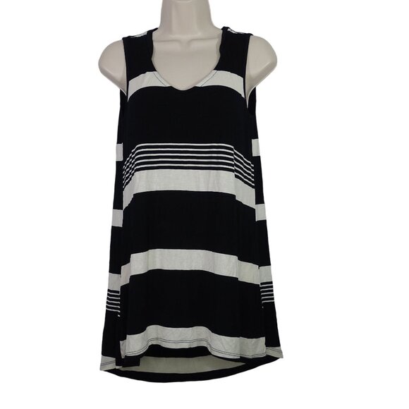 Cable & Gauge Tops - Cable and Gauge Black White Striped Tank Tunic Top Women Size M Jersey Knit